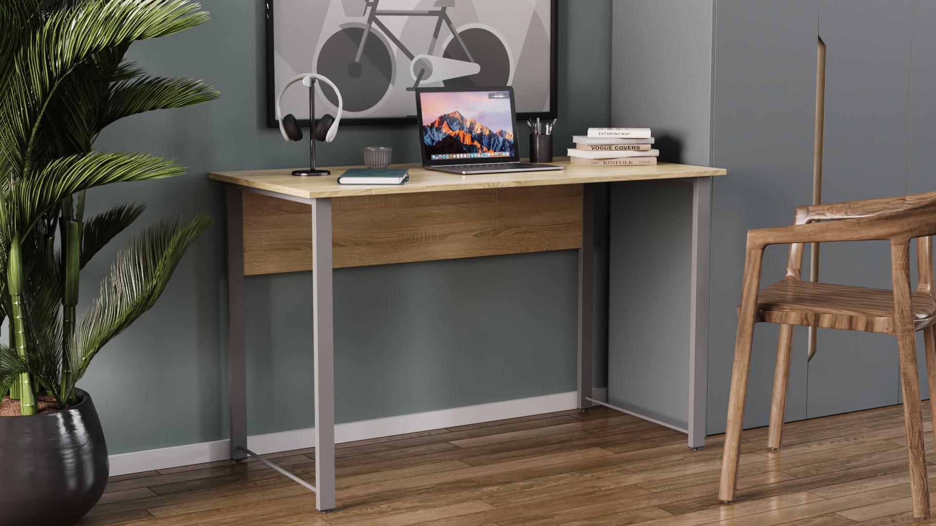 Стол компьютерный Ferrum-decor Курт ДСП 16 мм 75x140x70 см Серый/Дуб Сонома (FRD-101878)