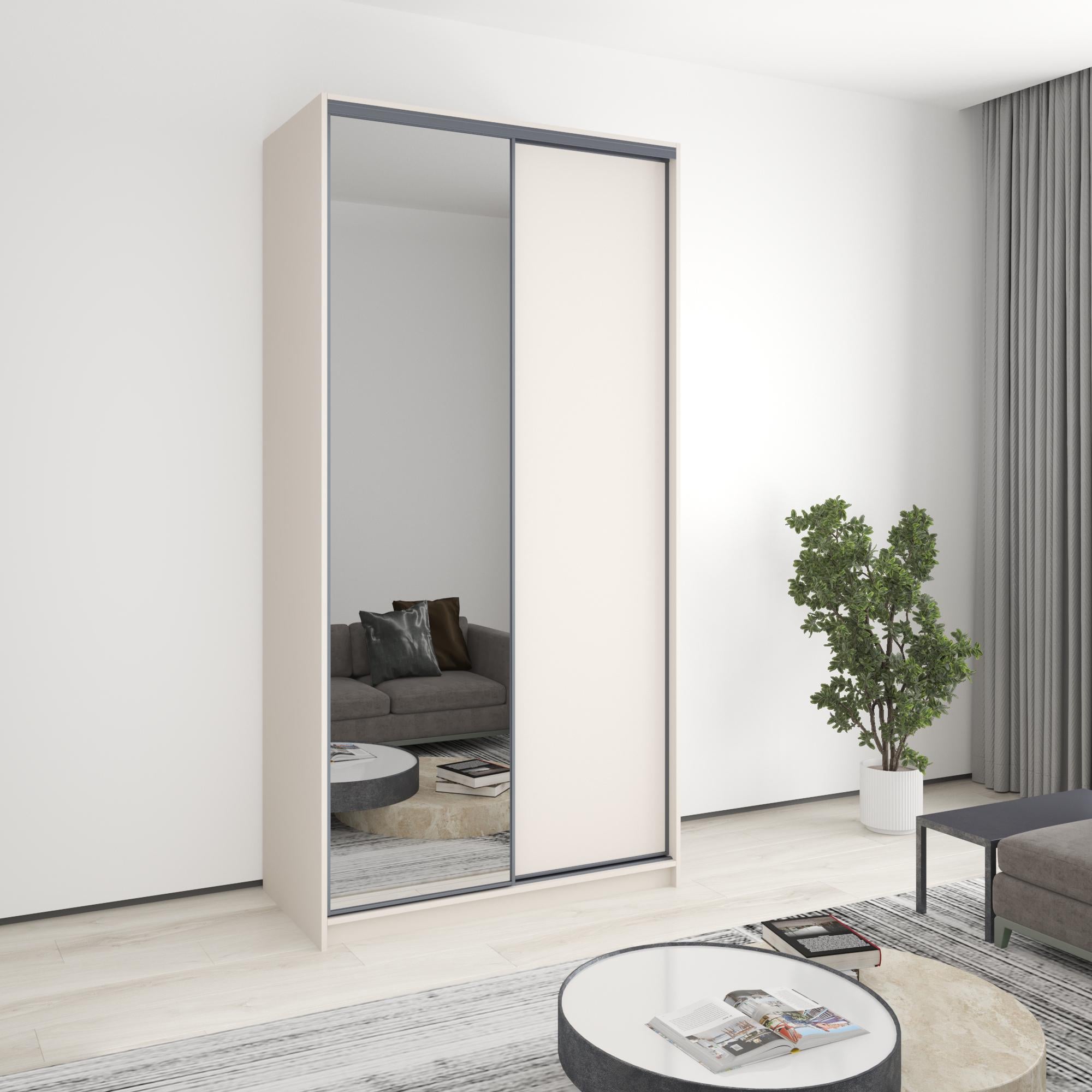 Шкаф-купе двухдверный MebelStar Бавария ДСП/зеркало 120x60x240 см Кашемир (MBS-4395)