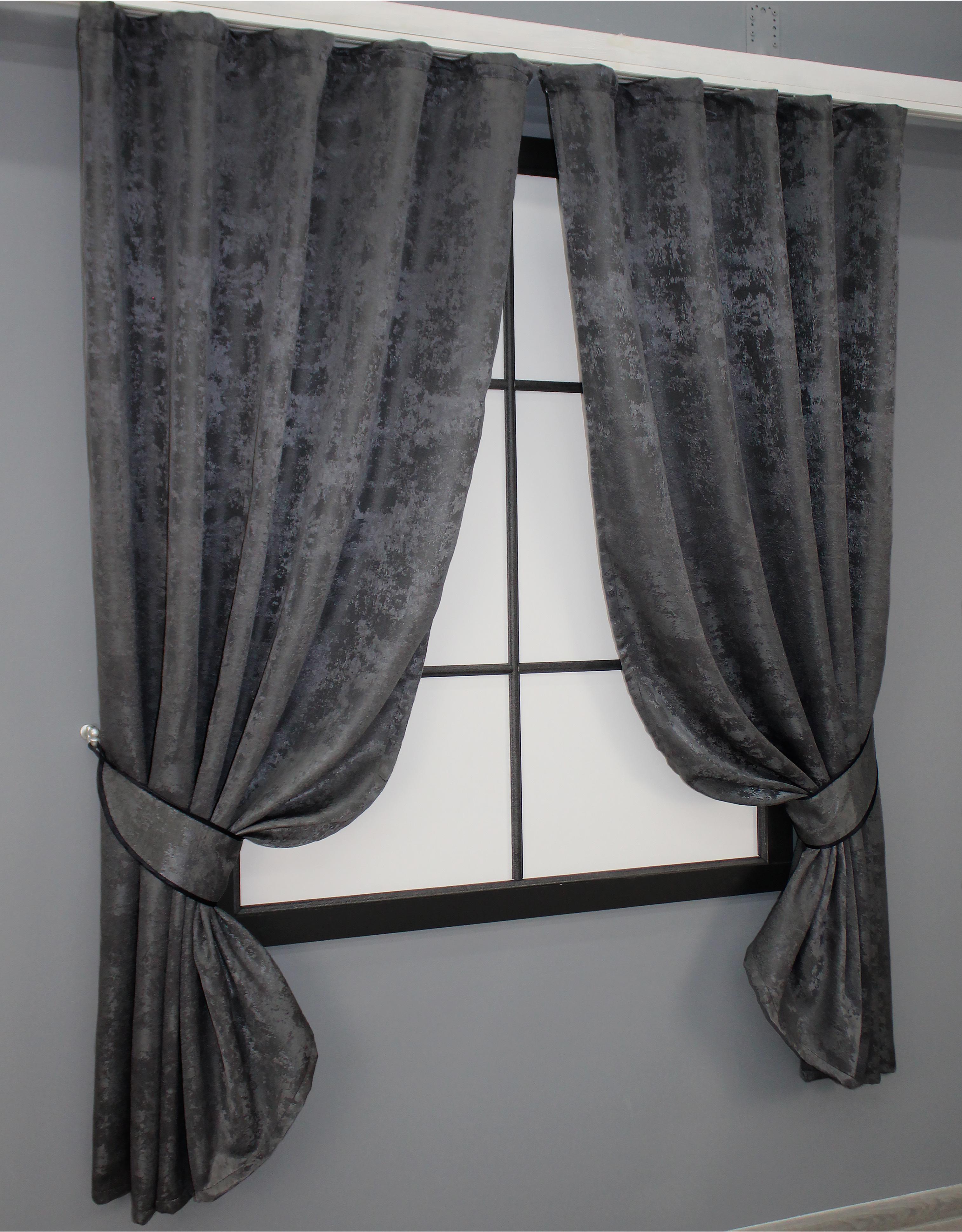 Комплект коротких штор VR-Textil Жакард Sultan YL № 1211ш Графітовий 130х170 см 2 шт. (35-0004) - фото 2