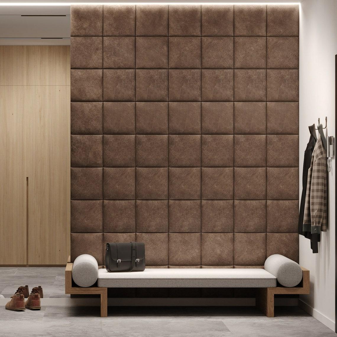 Панель-плитка декоратнивная бархатная Comfy Walls модульная 20x20x4 см Коричневый (87079/44unk) - фото 3