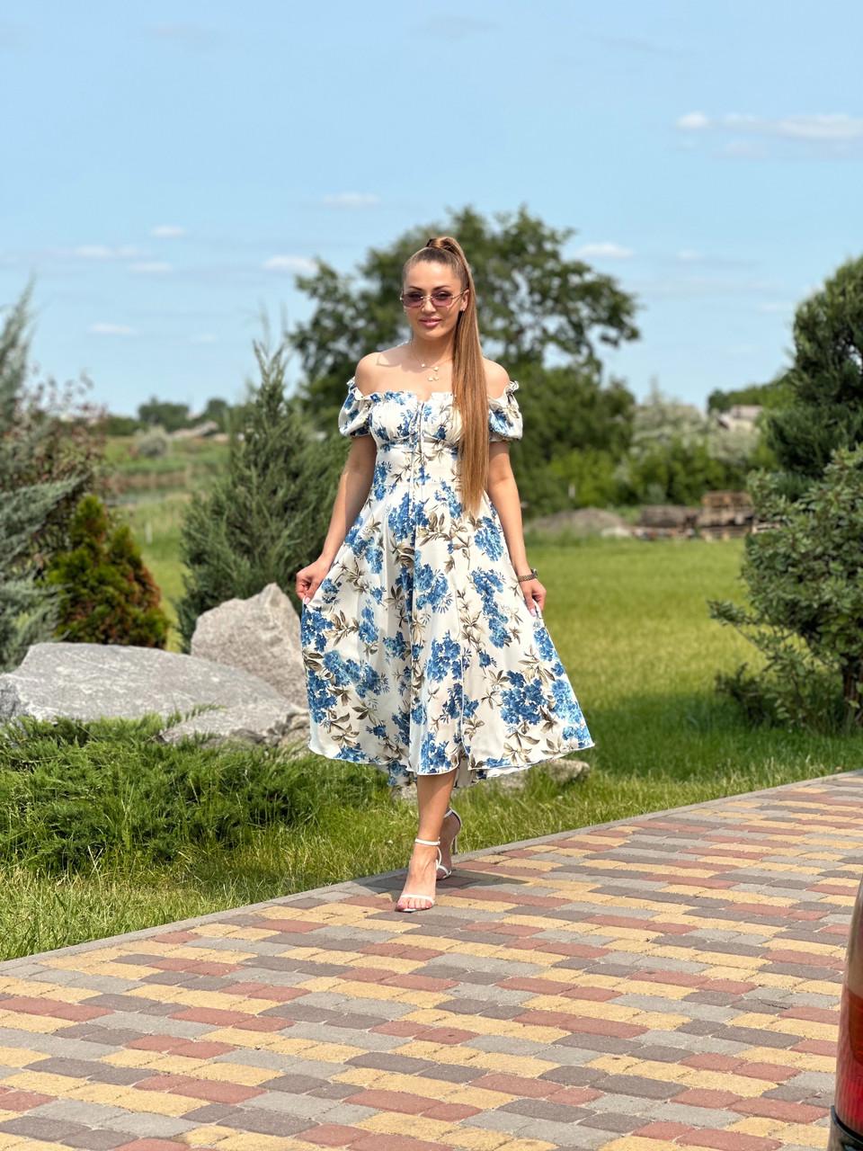 Платье женское миди Maybel из шелка Армани Цветочный принт (2635558335) - фото 5