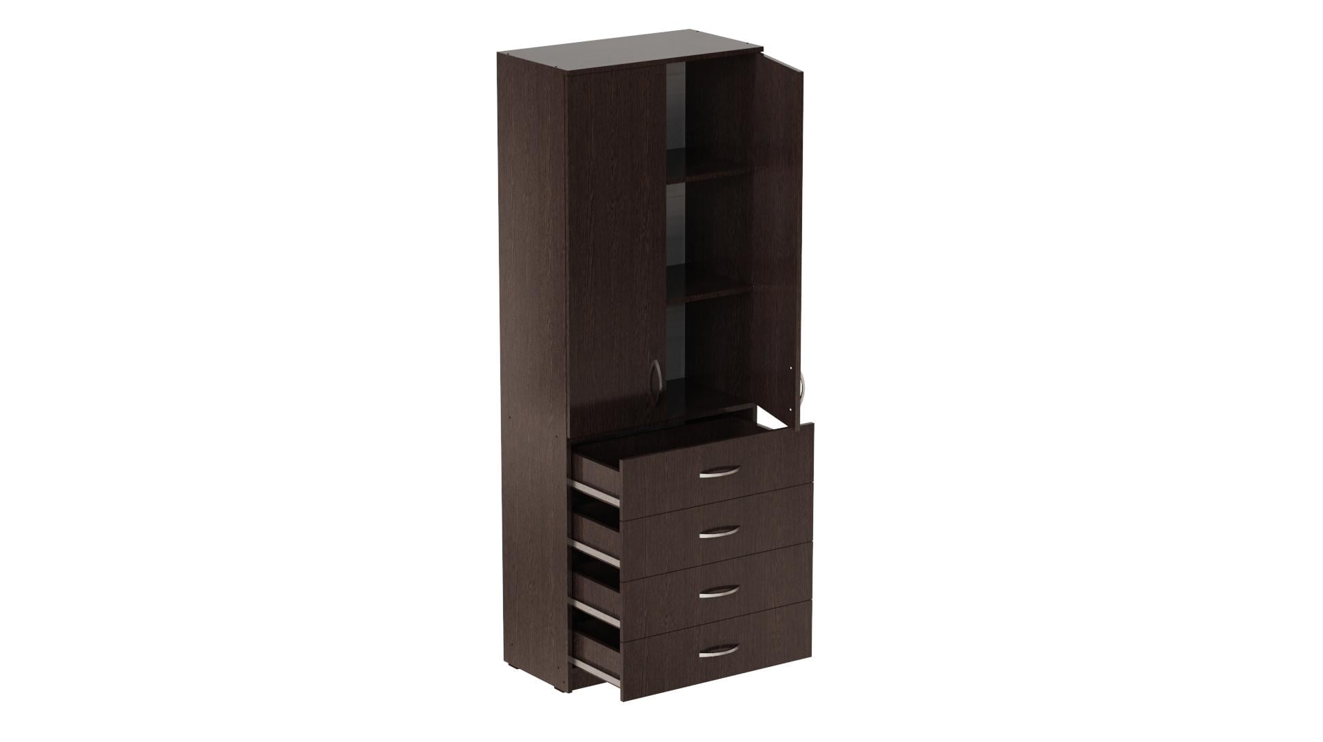 Шкаф Ferrum-decor Анжело на 3 полки с 2 дверями и 4 ящика ДСП 16 мм 900x700x380 мм Венге Магия (FRD-105027)