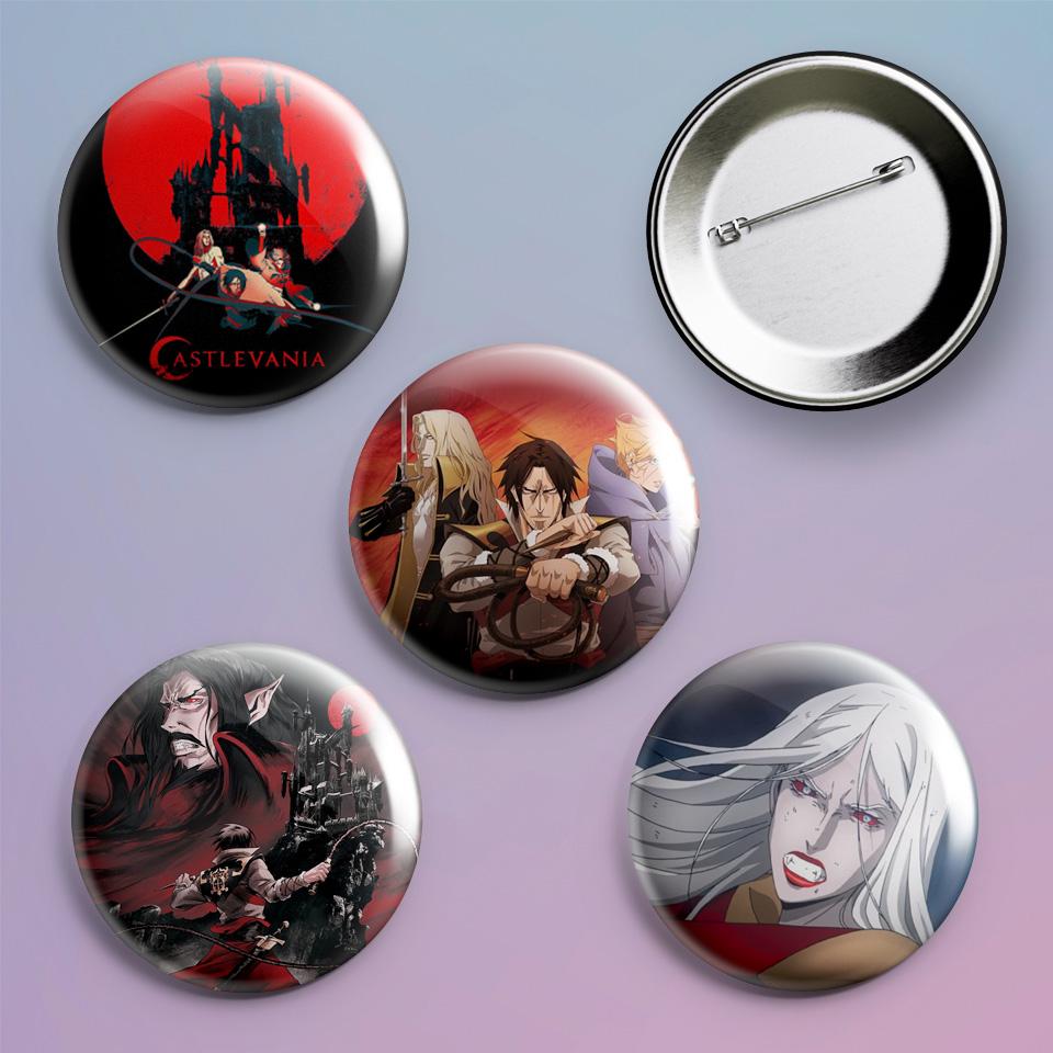 Значки на рюкзак с принтом аниме Castlevania 4 шт. Значки на рюкзак с принтом аниме Castlevania 4 шт.
