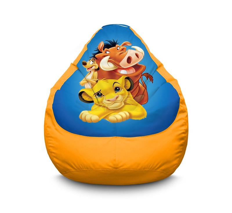 Кресло мешок Lion King Simba Timon and Pumbaa Blue Оксфорд XXL 90х125 см Желтый