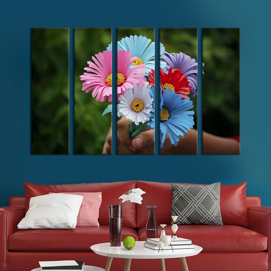 Картина на холсте Великолепные цветные ромашки 87x50 см (999-51)