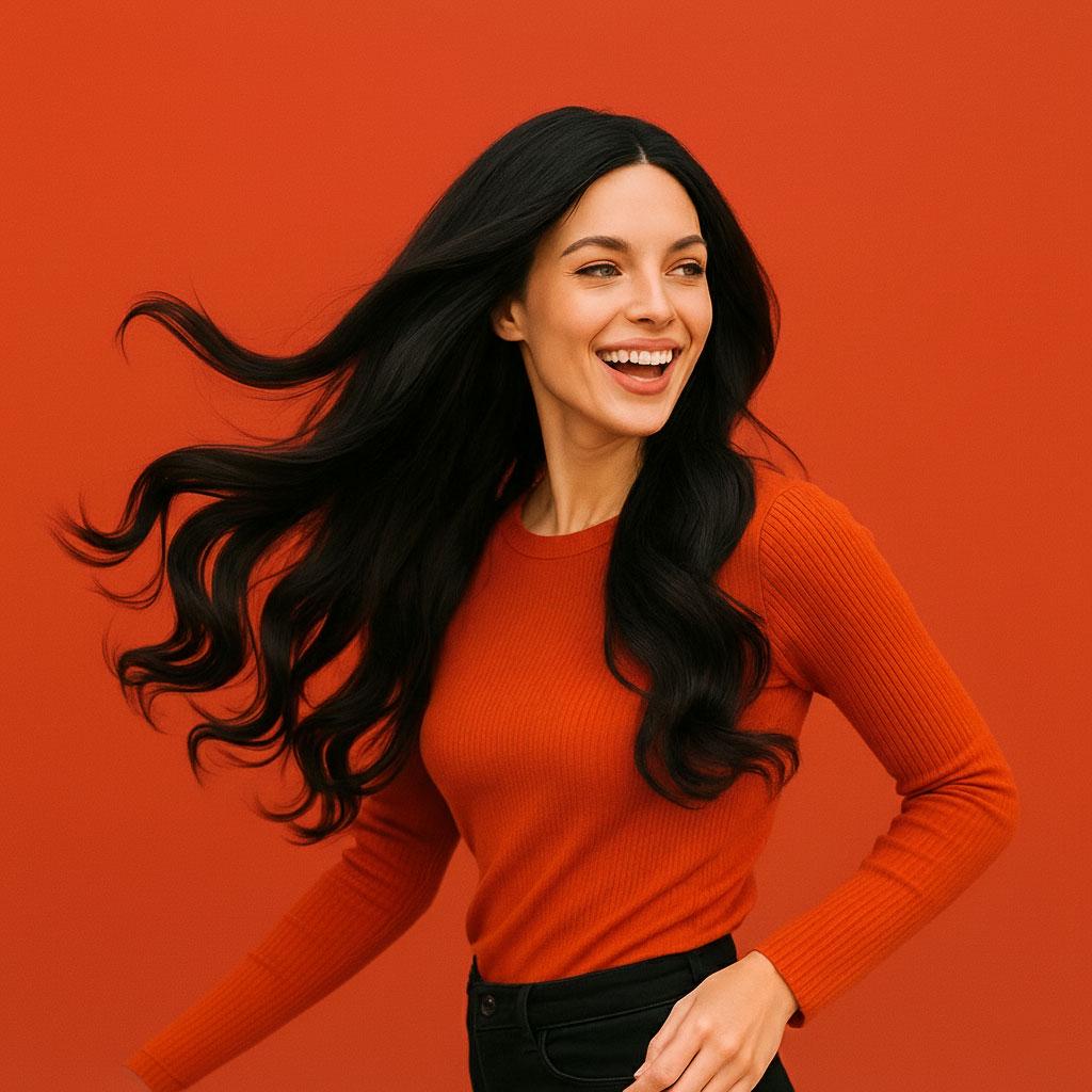 Перука хвиляста без чубчика з проділом 65 см Брюнетка (K001062)