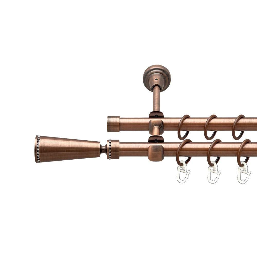 Карниз для штор Orvit Меркурія дворядний гладкий 16/16 мм 240 см Антична мідь (00-00020669)