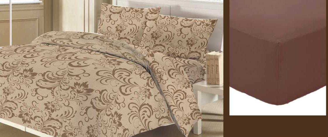 Комплект постельного белья Zastelli 8700 с простыней бязь полуторный 150х215 см Jersey Brown (12583)