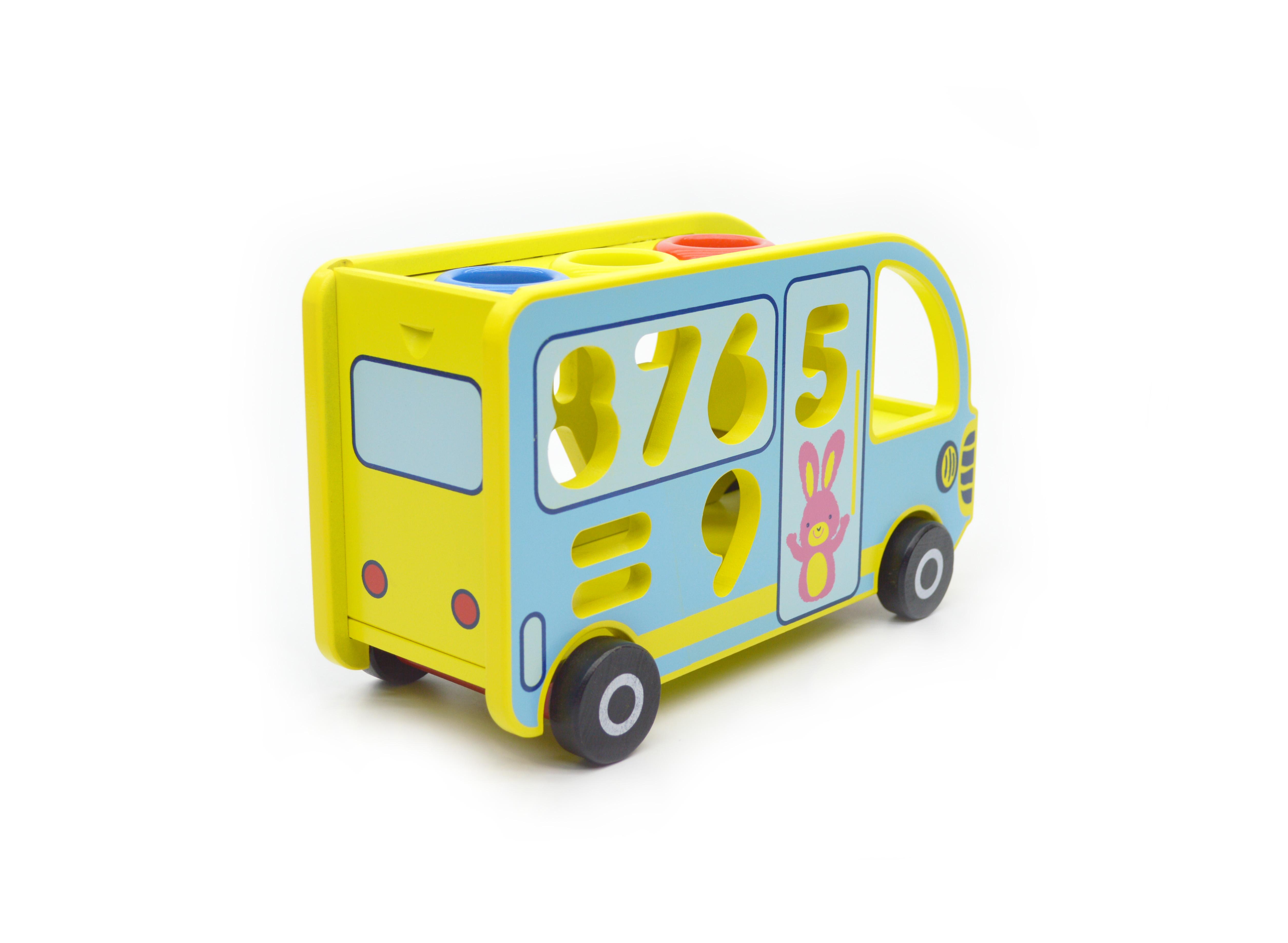 Дерев'яна іграшка автобус-сортер стукалка/каталка 0912 - фото 5 Дерев'яна іграшка автобус-сортер стукалка/каталка 0912 - фото 5