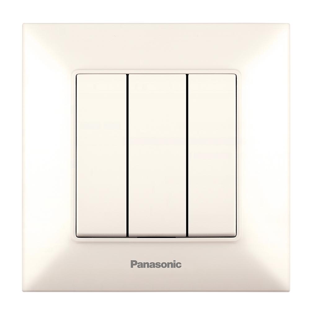 Выключатель Panasonic Arkedia Slim трехклавишный Кремовый (22848)