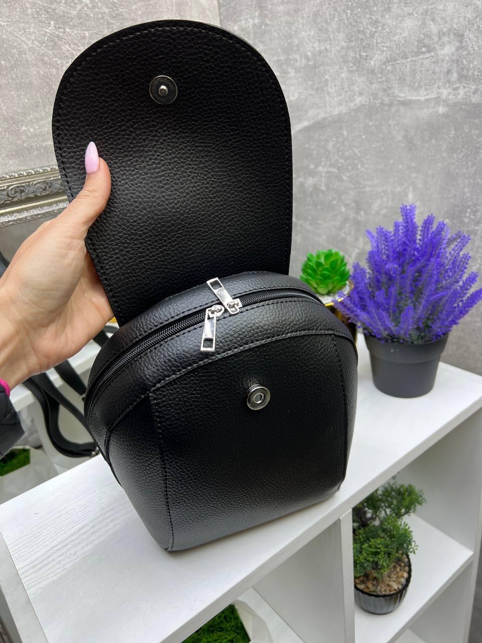 Рюкзак-трансформер через плечо городской под клапаном 25х19 см Черный - фото 5