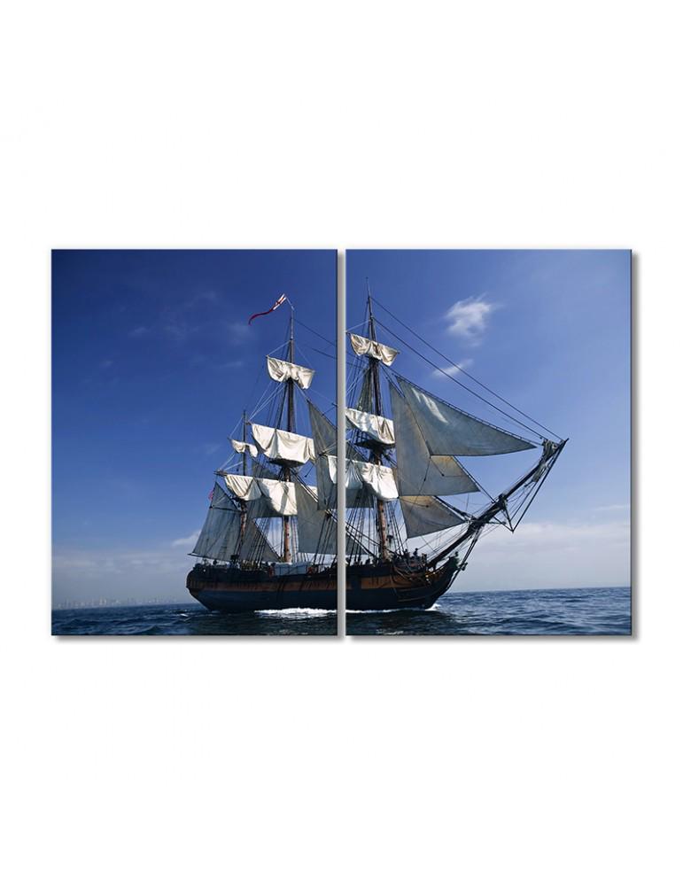 Картина модульная Парусник Галеон 2 модуля 90x135 см (132259_Transport)