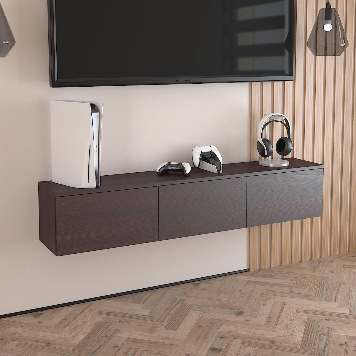 Тумба під ТВ Тріо 1476х280х276 мм Дуб венге магія
