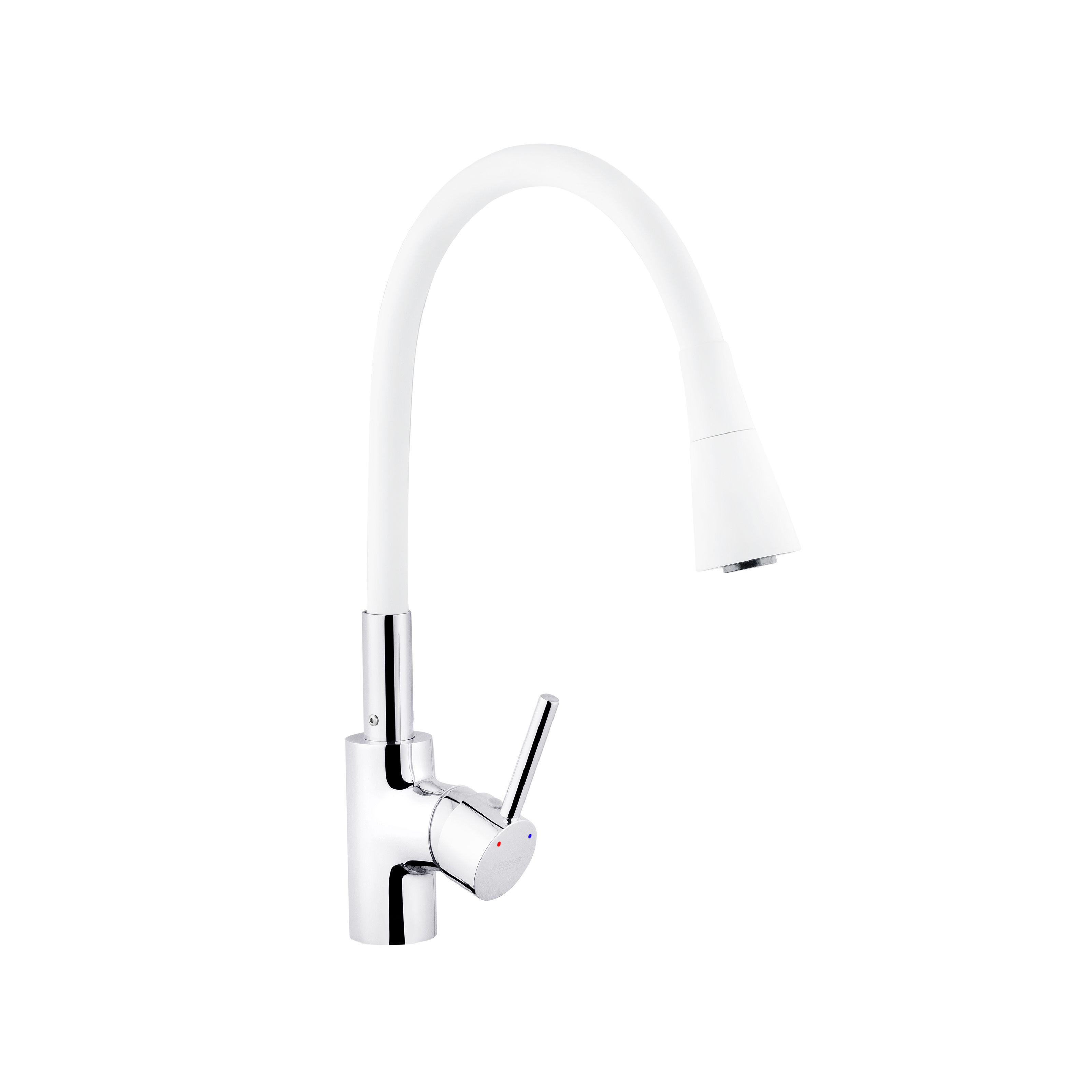 Смеситель для кухни KRONER Küche-C031WHI CV024335 с гибким изливом Белый (136385) - фото 3 Смеситель для кухни KRONER Küche-C031WHI CV024335 с гибким изливом Белый (136385) - фото 3
