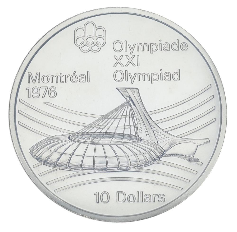 Коллекционная монета Канада 10 долларов 1976 серебро UNC XXI летние Олимпийские игры 1976 года в Монреале-Олимпийский стадион (М22587)