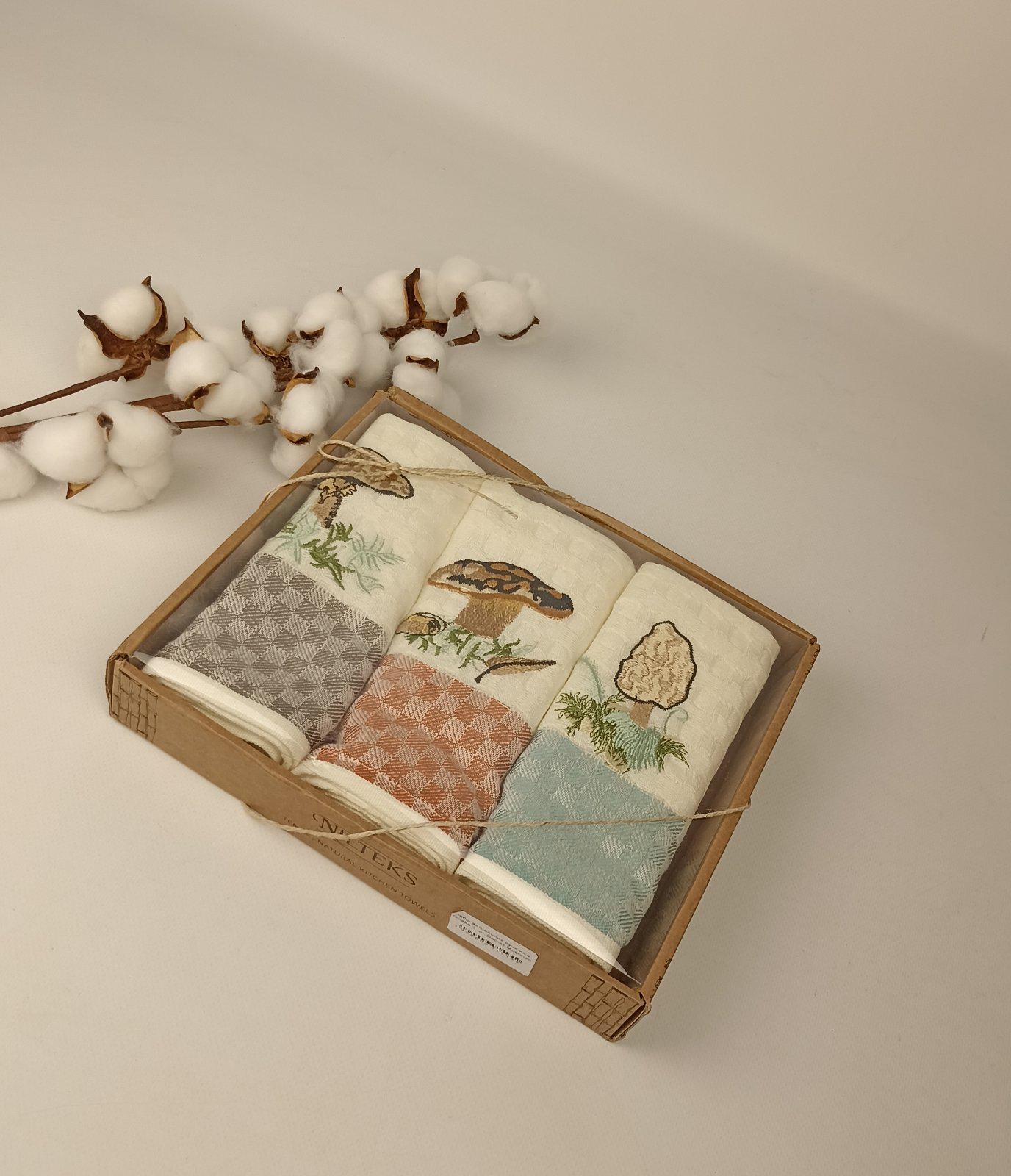 Набір вафельних рушників Nilteks Damali Mushrum 3 шт. (CN37658)