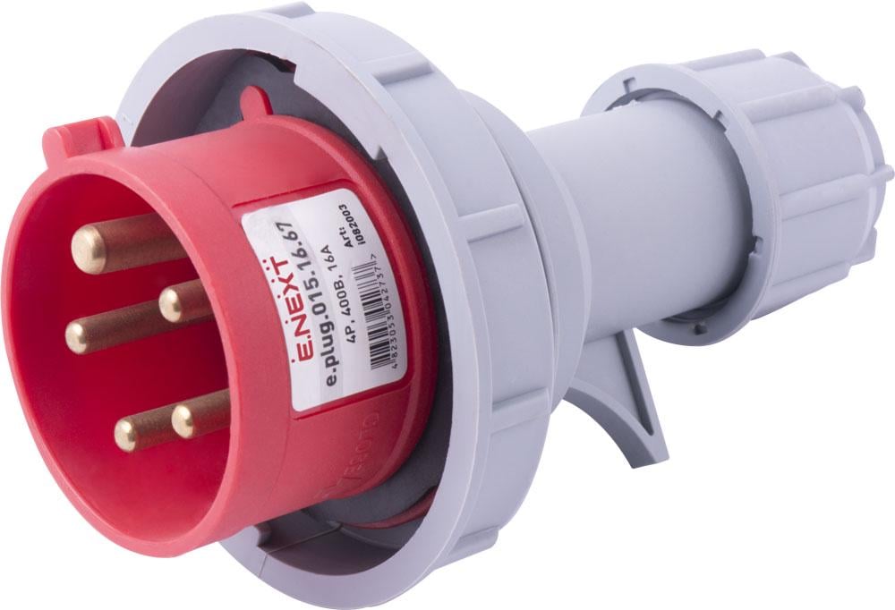Силова вилка E.NEXT e.plug.015.16.67 3P+N+PE 16А 400 В переносна IP67 Червоний (i082003)