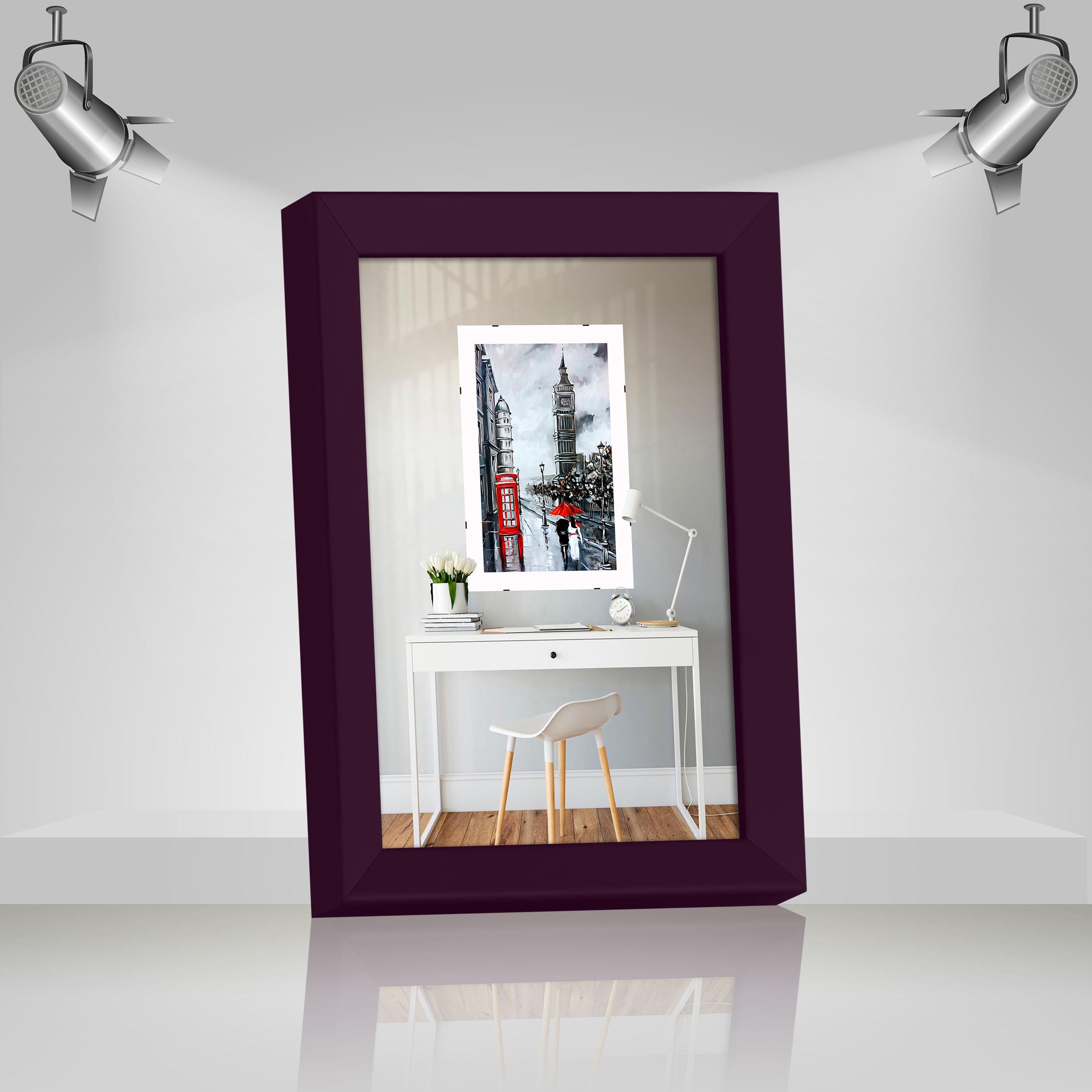 Фоторамка деревянная EmojiFrame 15х21 см А5 AH2220-02 пластиковое стекло 0,8 мм Фиолетовый - фото 2