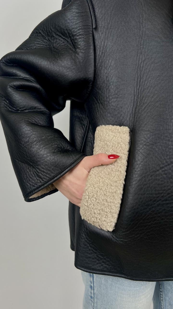 Дубленка женская Бренд #242-06 L Черный (23918519) - фото 2