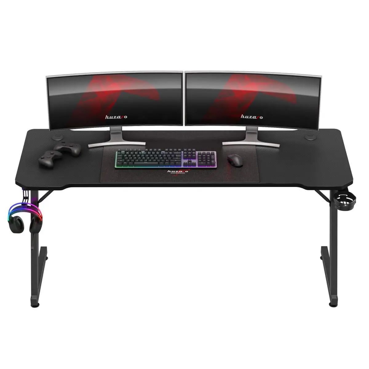 Компьютерный стол геймерский 160х60х74 см Huzaro Hero 4.8 с вырезом Черный (AN-HH4.8B) - фото 5 Компьютерный стол геймерский 160х60х74 см Huzaro Hero 4.8 с вырезом Черный (AN-HH4.8B) - фото 5