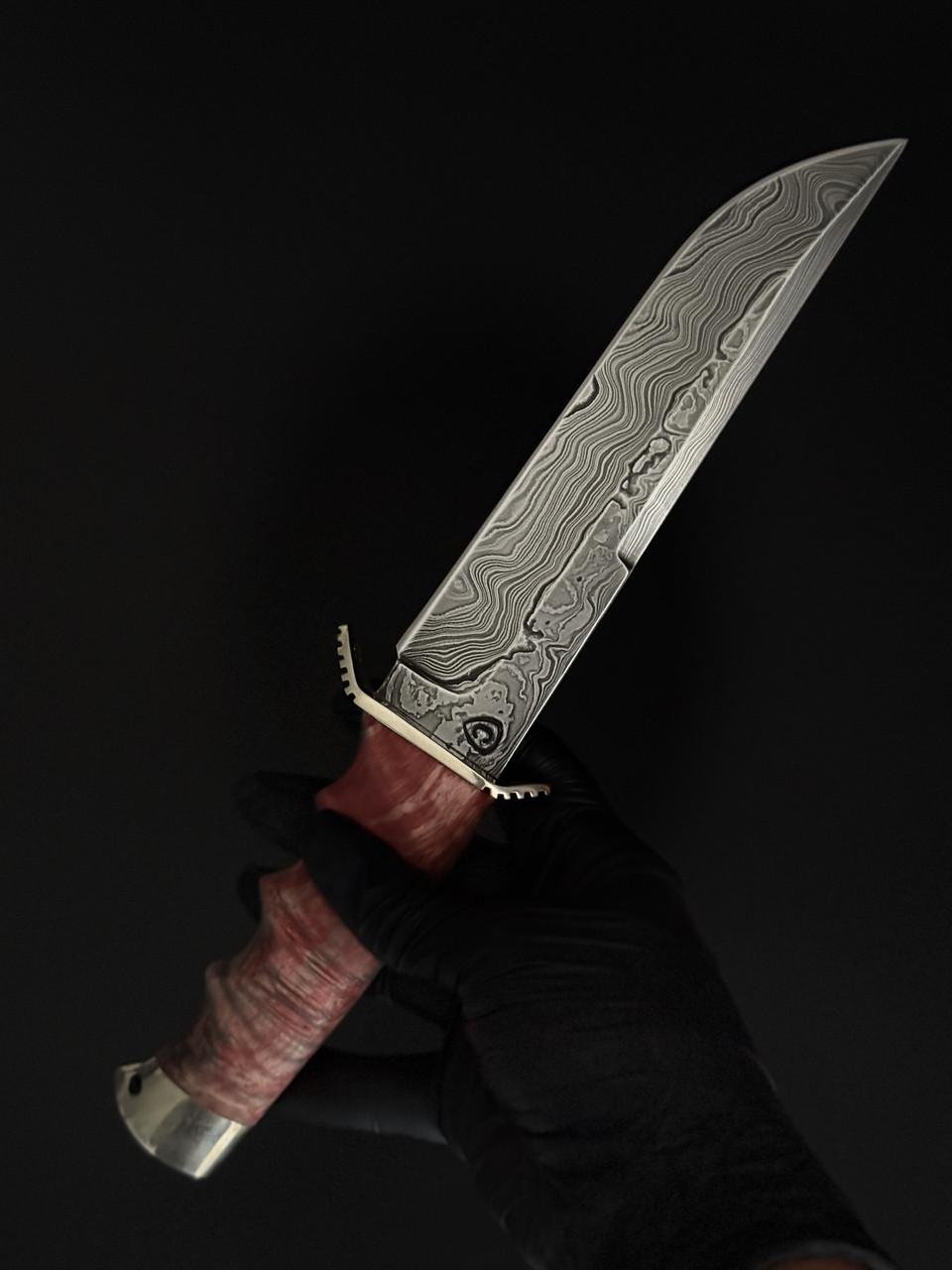 Нож ручной работы сталь дамаск Gorillas BBQ KN201 - фото 9
