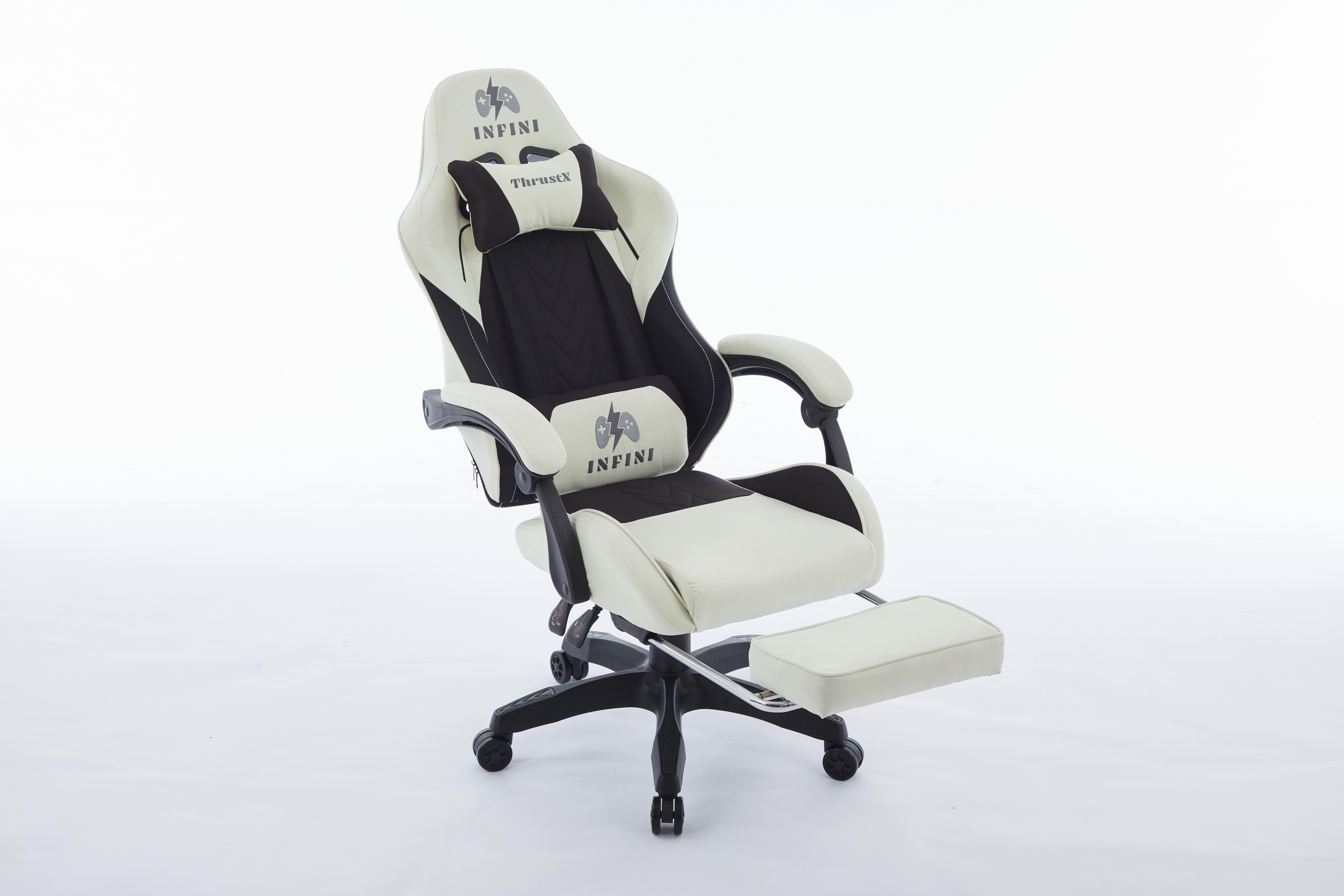 Компьютерное кресло из ткани INFINI ThrustX Молочный/Черный (23505658) - фото 7