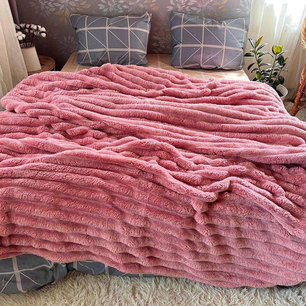 Плед широка смужка 200х230 см Рожевий (Д-Mpled003/2-07) - фото 2