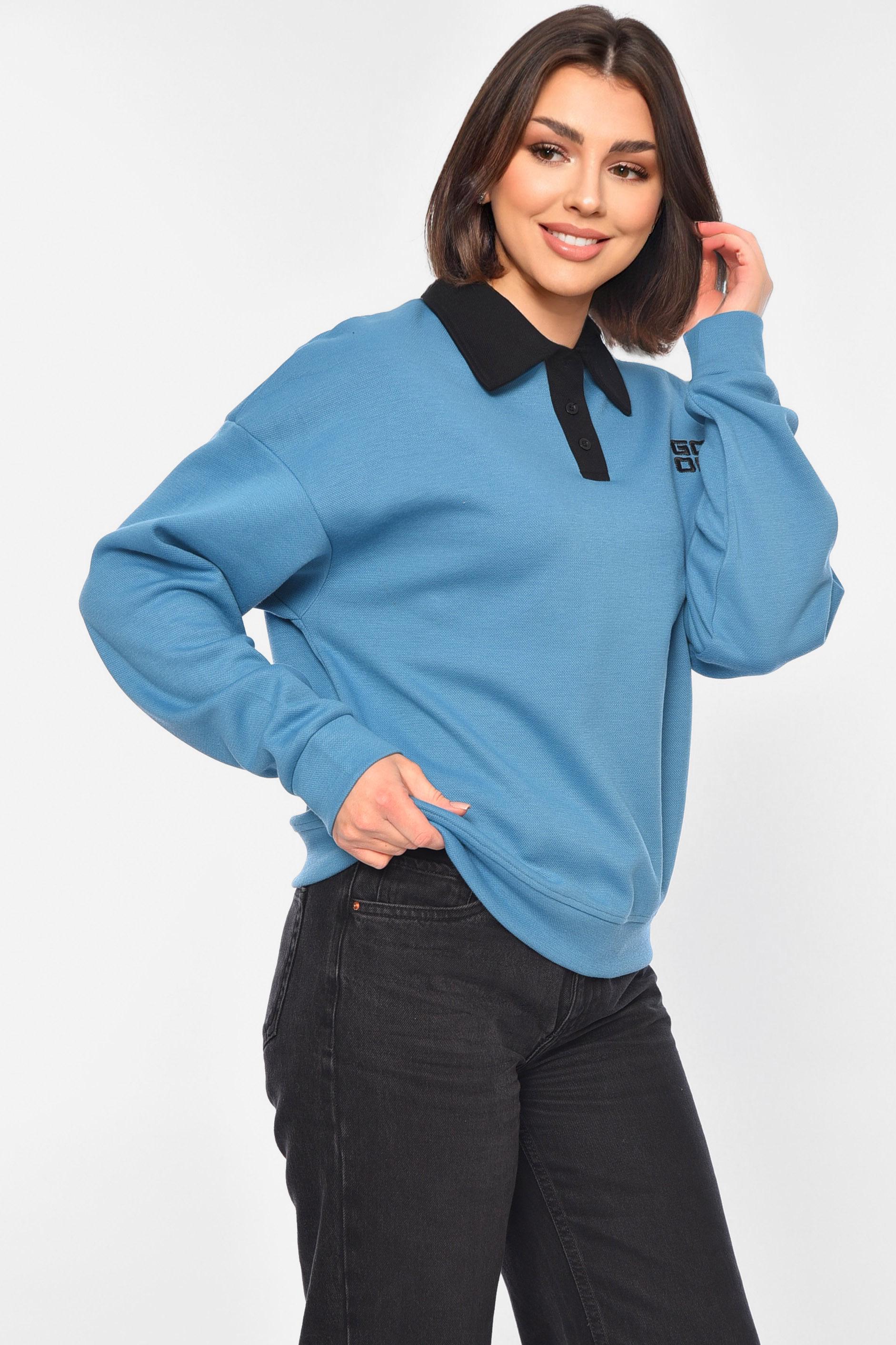 Свитшот женский M-L Голубой (195073) - фото 2 Свитшот женский M-L Голубой (195073) - фото 2