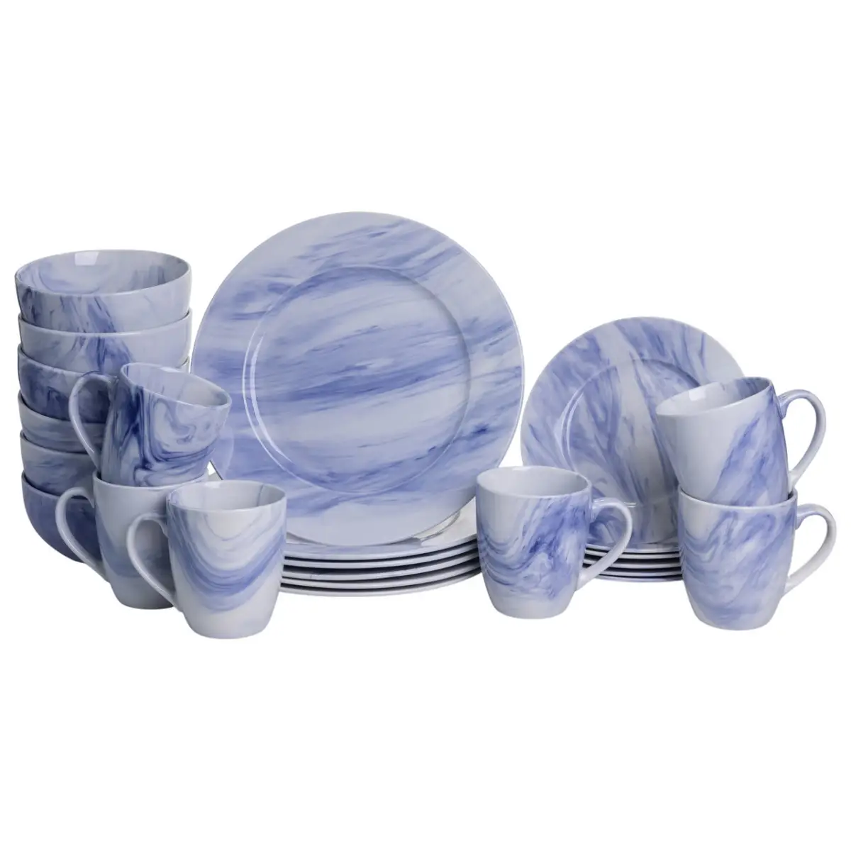 Столовый набор посуды Marble Clara MD-24-3B фарфоровый 24 пр. на 6 человек Синий (8-6-5169119) Столовый набор посуды Marble Clara MD-24-3B фарфоровый 24 пр. на 6 человек Синий (8-6-5169119)