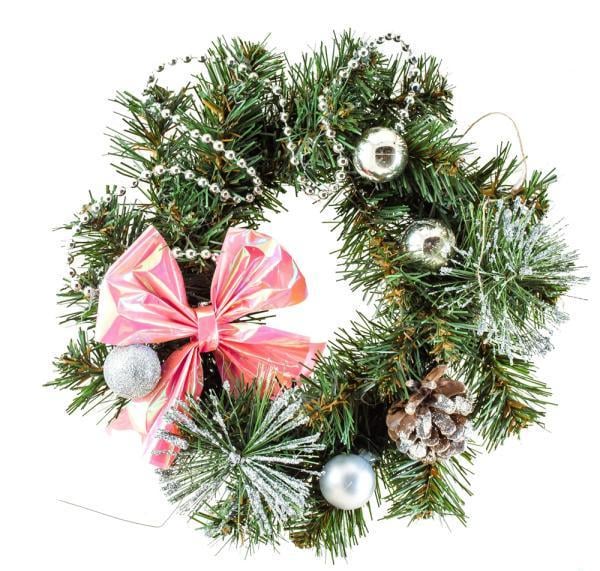 Венок Novogod’Ko с украшением 17,5 см Серебряный  (904494)