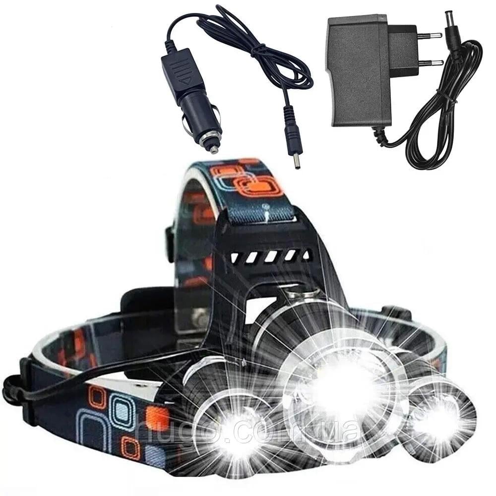 Ліхтар налобний High Power HeadLamp 3xCree T6 з 3 діодами на акумуляторах (2417) - фото 2
