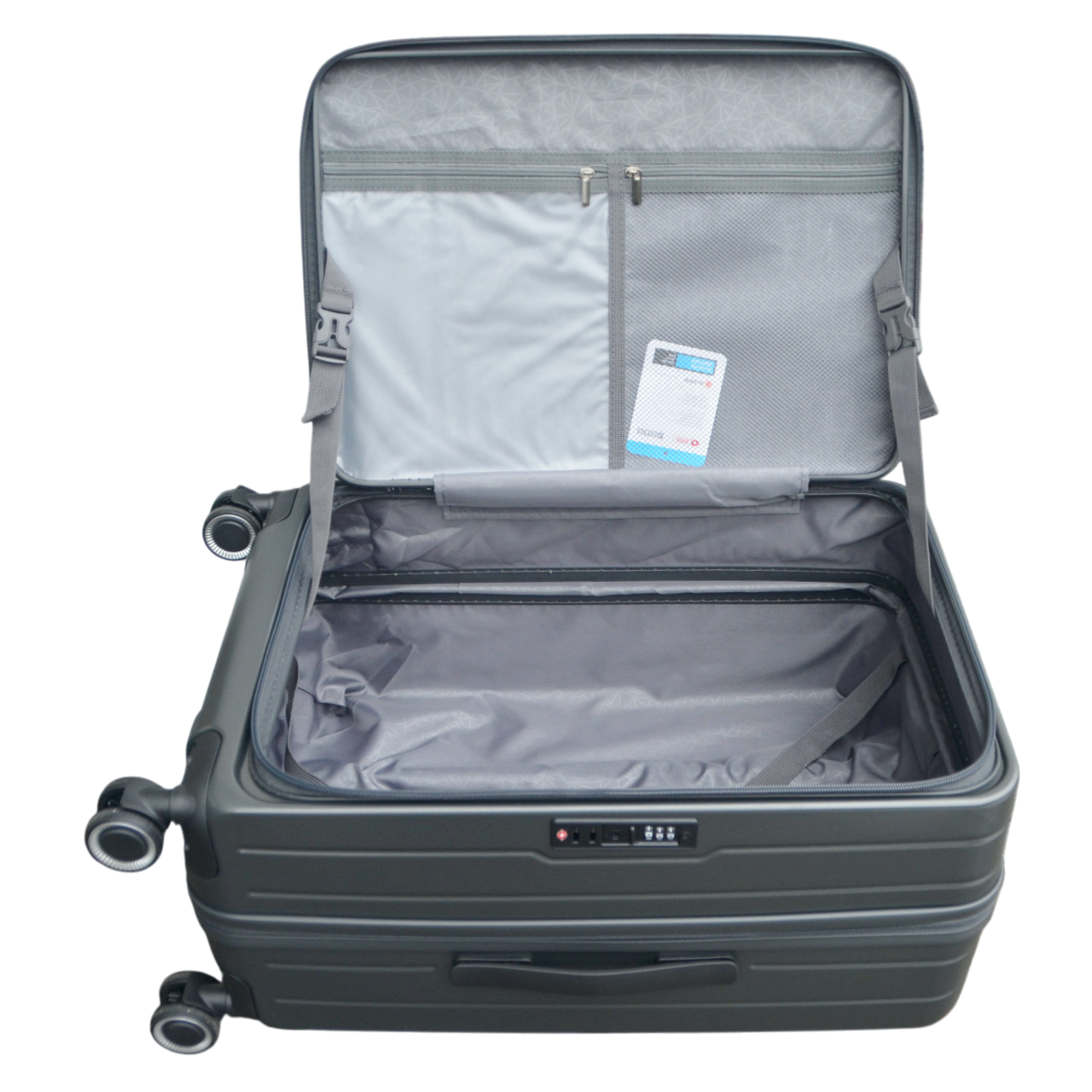 Валіза середня Derby 092401/24 з фронтальним відкриттям 4 колеса замок TSA Grey (2447983471) - фото 7 Валіза середня Derby 092401/24 з фронтальним відкриттям 4 колеса замок TSA Grey (2447983471) - фото 7