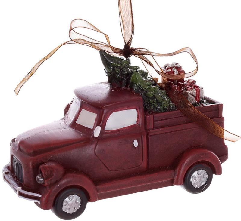 Подвески новогодние машинка с елкой с LED-подсветкой 12х7 см.