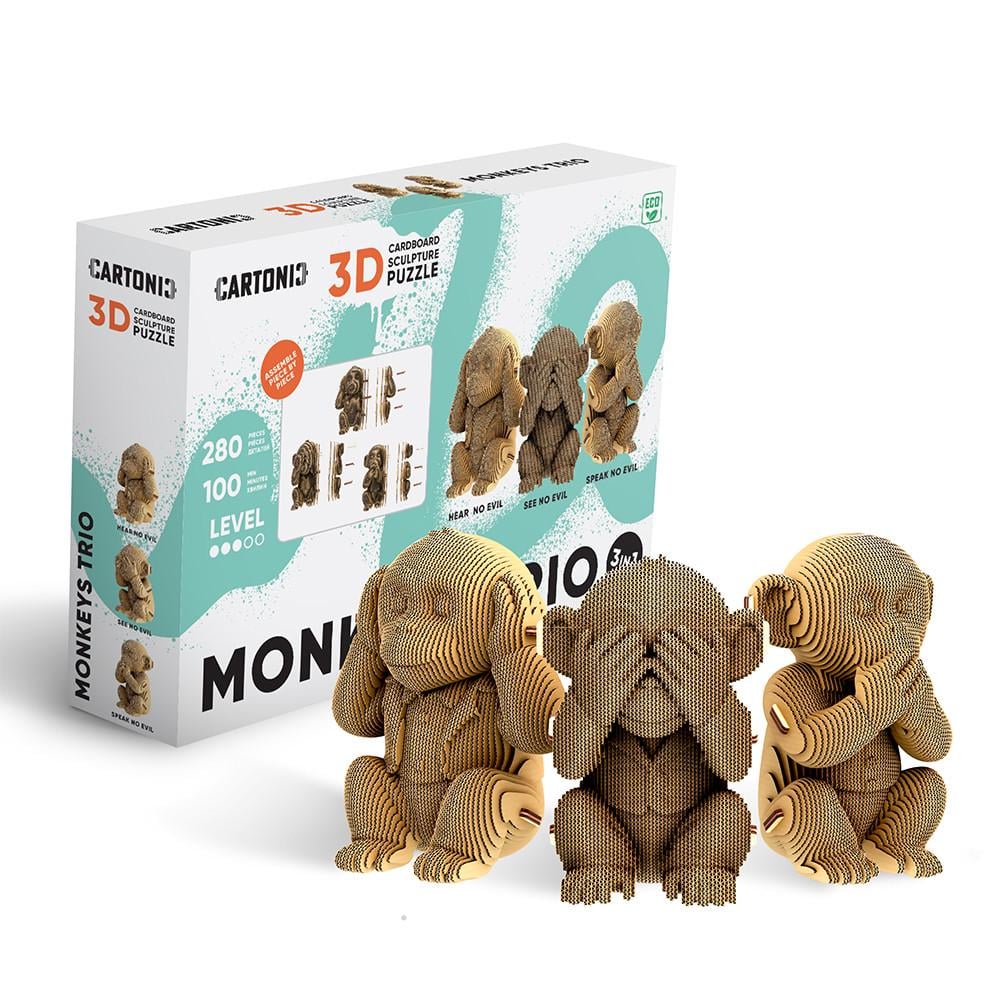 Пазл-конструктор 3D картонный Cartonic 3D Puzzle MONKEYS TRIO Обезьянки 3в1 (33394501)