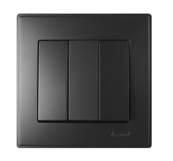 Выключатель тройной Lezard Lesya Антрацитовый (26360311)