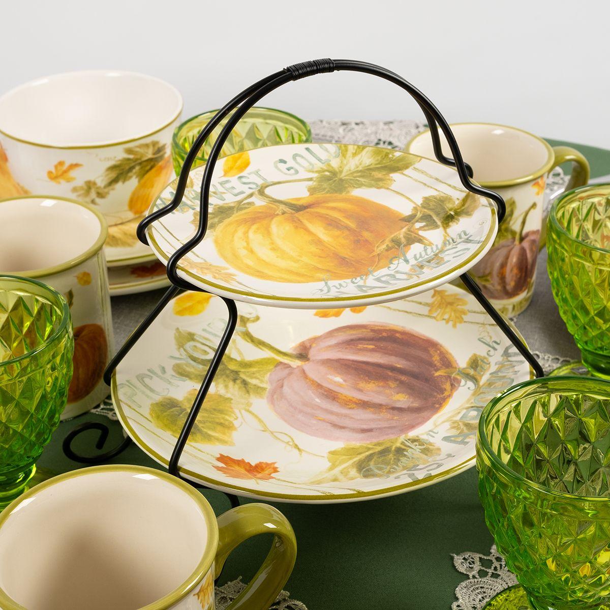 Фруктовница двухъярусная Certified International из керамики Осенний урожай 23/18 см (37252) - фото 9