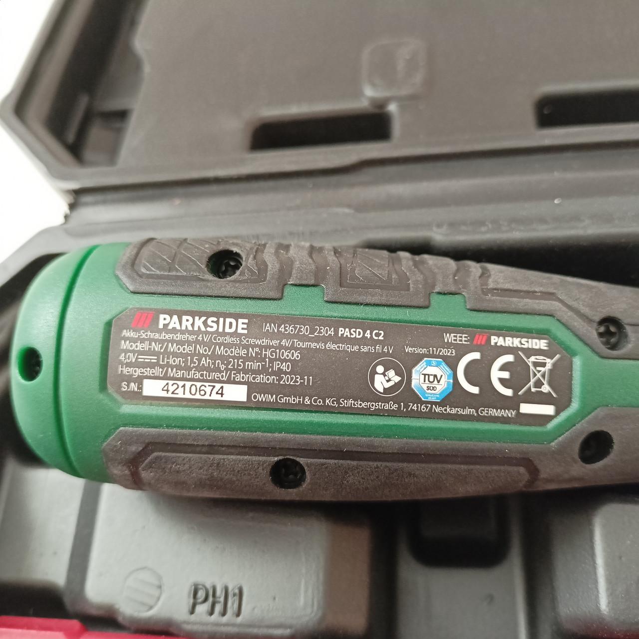 Отвертка аккумуляторная PARKSIDE PASD 4 C2 4 В 1,5 Ач USB-C - фото 4