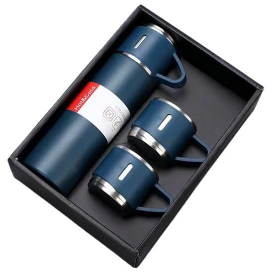 Термос Flask с крышкой-чашкой и двумя чашками 500 мл Синий (407072)