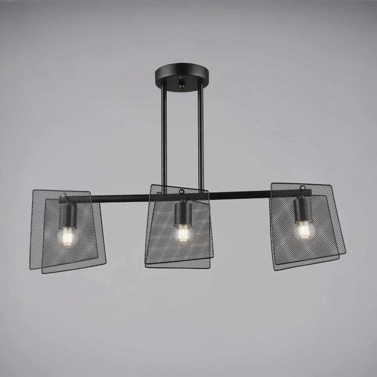 Люстра Sirius с металлическими сетчатыми пластинами под три лампы Е27 Черный (B S2469/3 BK)