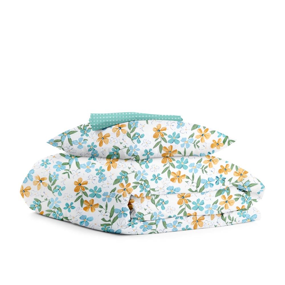Комплект белья Cosas Mint Flowers постельного подросткового на резинке 155х215 см (4822052098011)