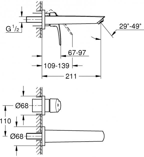 Смеситель для умывальника скрытого монтажа Grohe Eurosmart New (29338003) - фото 4 Смеситель для умывальника скрытого монтажа Grohe Eurosmart New (29338003) - фото 4
