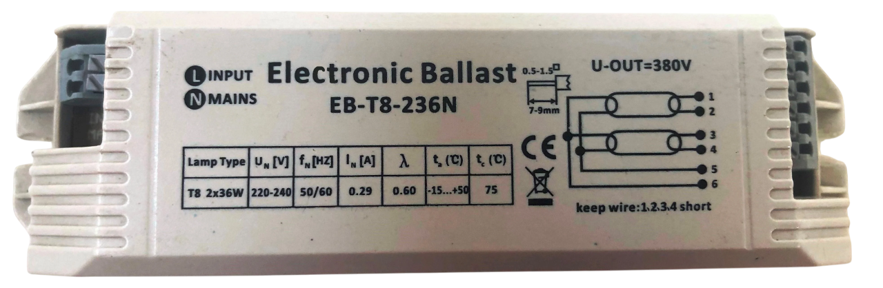 Баласт электронный для люминесцентных ламп 2х36 Вт (EB-T8-236N)