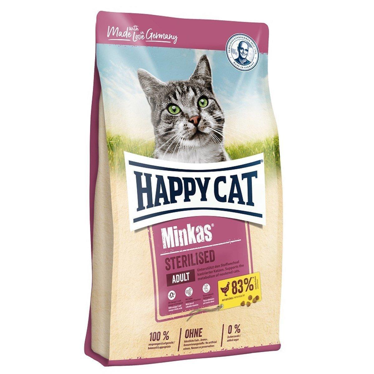 Корм Happy Cat Minkas Sterilised для стерилізованих кішок та кастрованих котів з птицею 10 кг (70409)