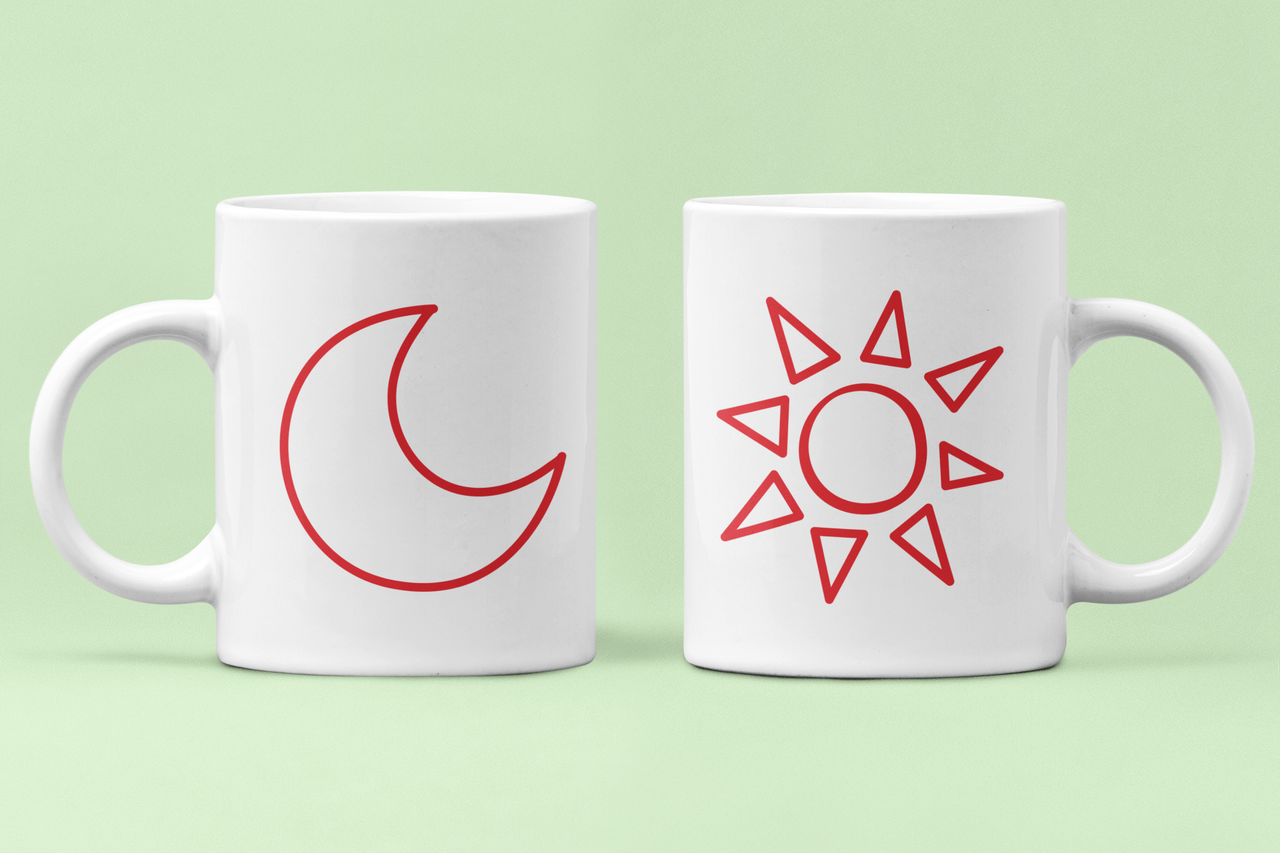 Чашки парные Луна и Солнце для влюбленных 330 мл Белая (ВЛ43Ч)