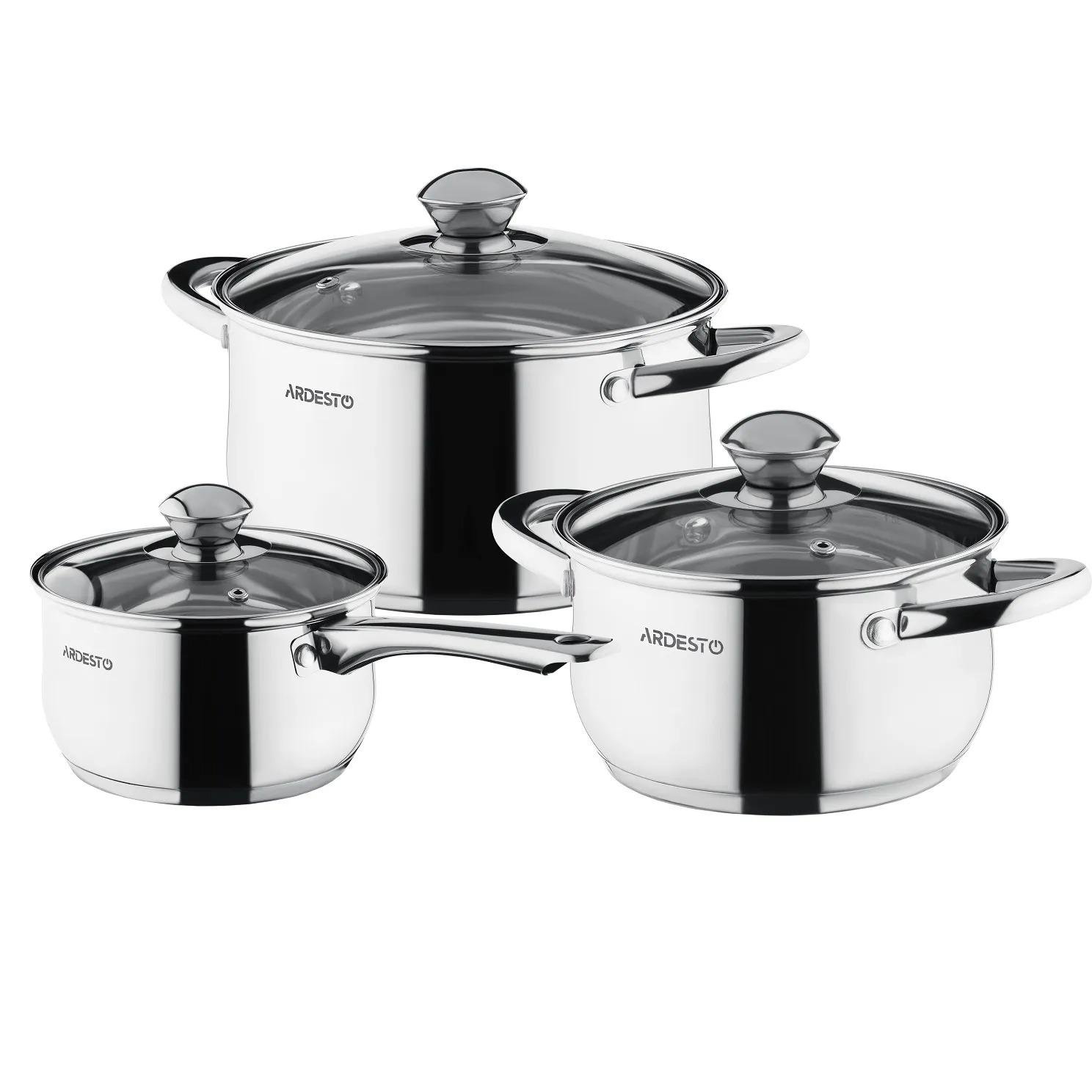 Набор посуды из нержавеющей стали Ardesto Gemini Gourmet Varese 6 шт. Серебристый (AR1906PS)