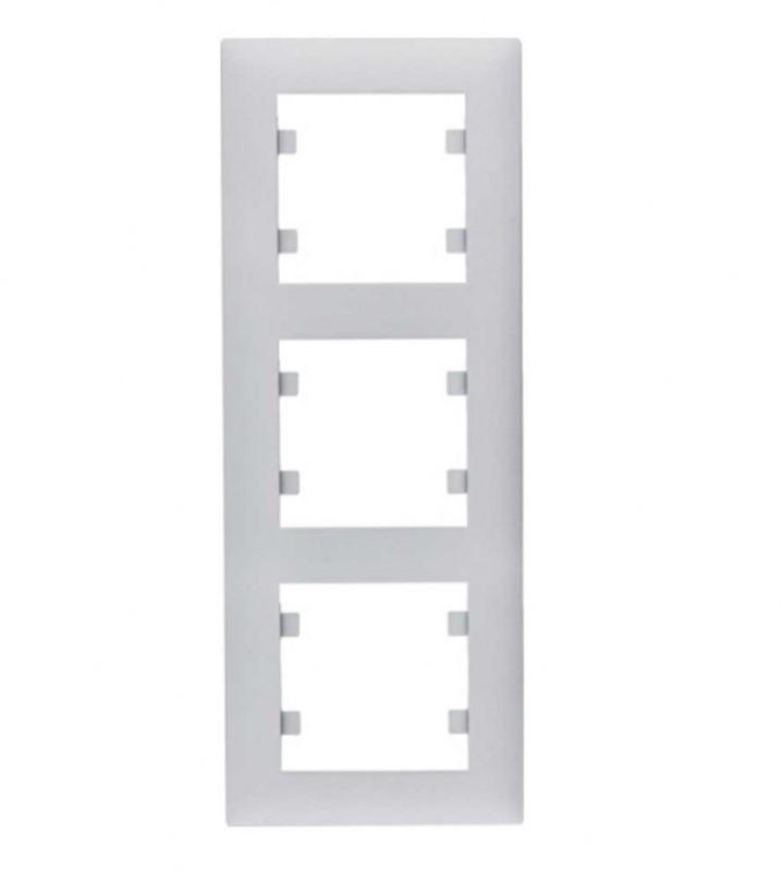 Рамка тройная 3х вертикальная Hager Lumina-Intens WL5632 Серебристый (10664)