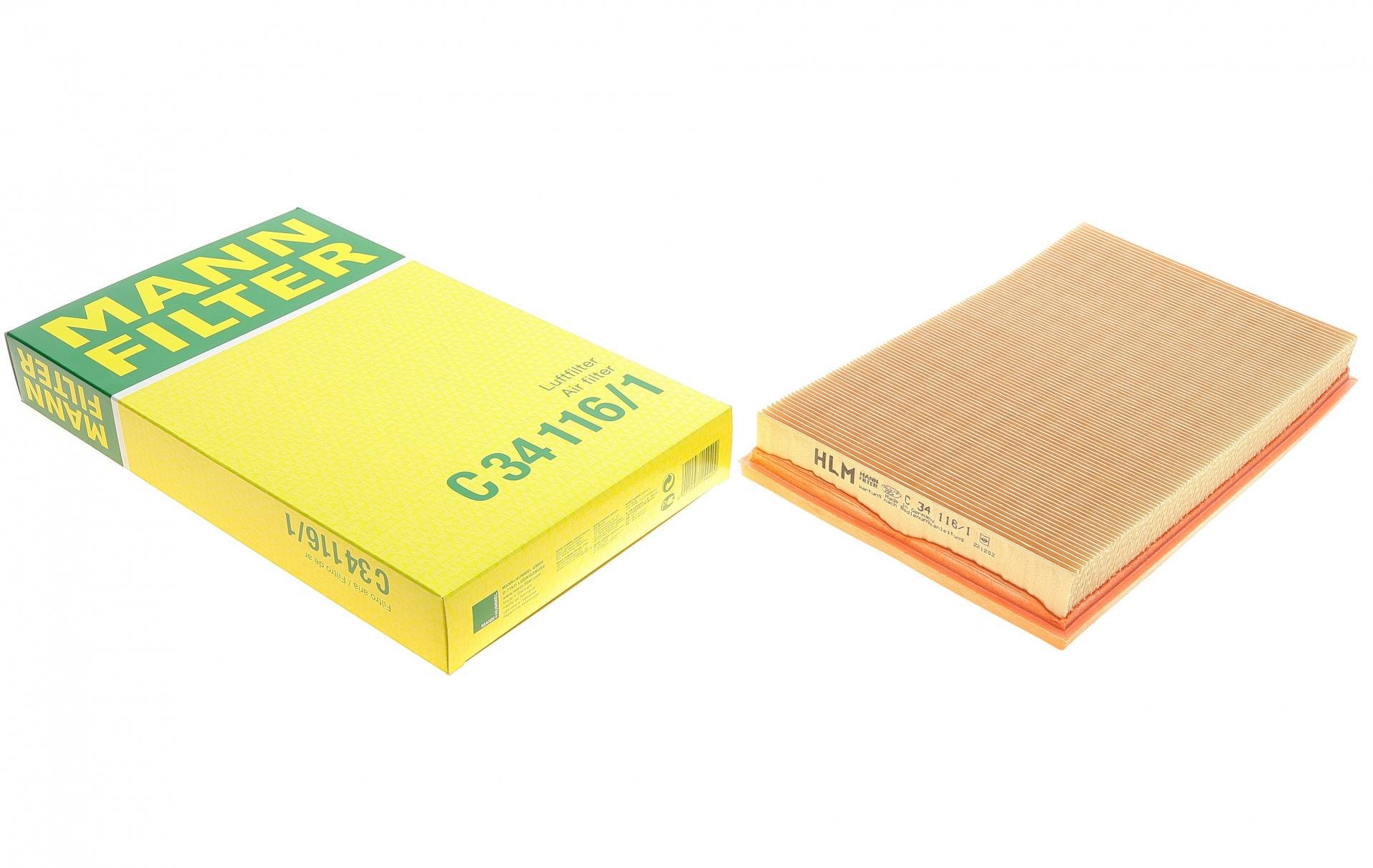 Фільтр повітряний Mann-Filter для Opel Vectra B 1,6-2,2 16V/2,5-2,6 V6 95-02 (C 34 116/1)