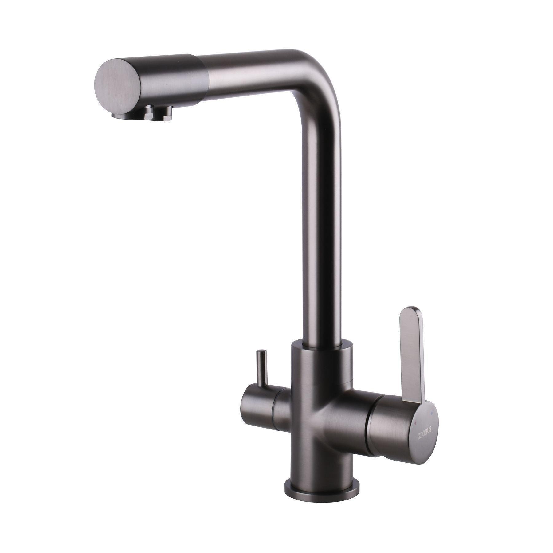 Кран на кухню Globus Lux з підключенням до осмос-фільтру Графітовий (21918)