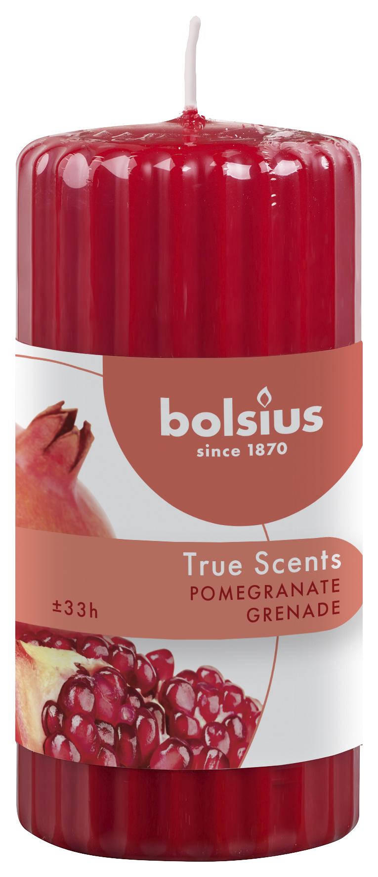Свеча ароматическая Bolsius True Scents Granat столбик ребристая 120х58 мм (BOL-266715)