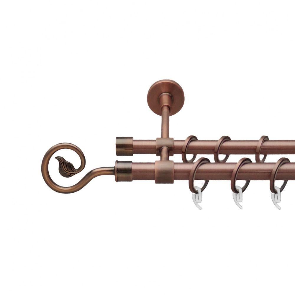Карниз для штор Orvit Лук двухрядный гладкий 19\16 мм 200 см Античная медь (6938816)